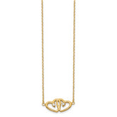 Sterling Silver Gold-tone Polished Two Hearts CZ Necklace